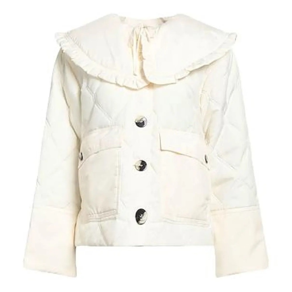 Ganni Off-White Quilted Puffer Jacket Size EU 42/L - Picture 2 of 4